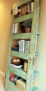 upcycle old door into shelves